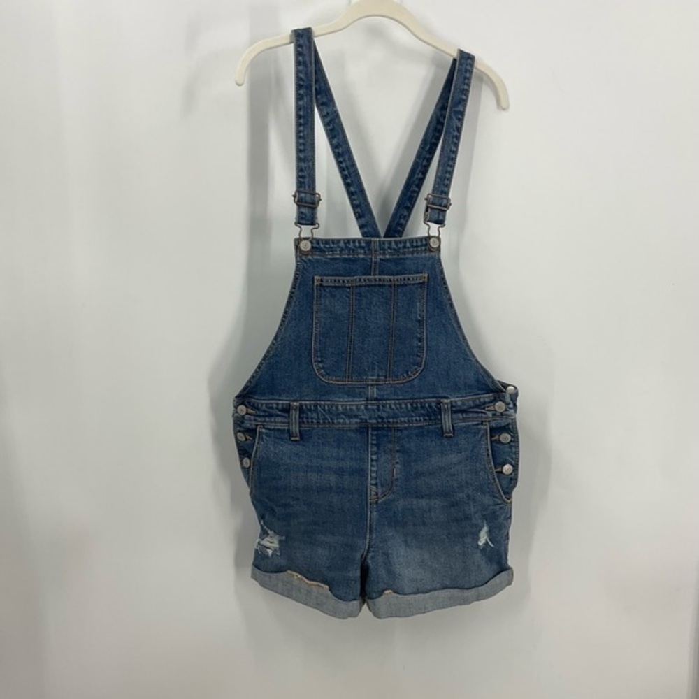Old navy denim distressed denim  bib overall shorts S